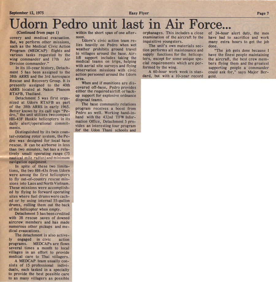 Udorn Pedro unit last in AF September12 1975 p2