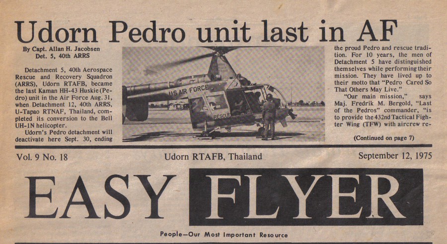 Udorn Pedro unit last in AF September12 1975 p1